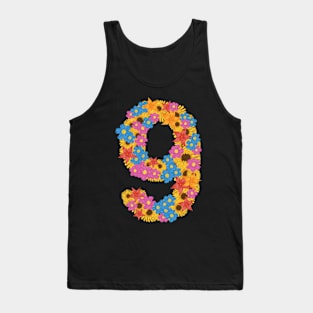 Hand Drawn Letter Number 9 nine Tank Top